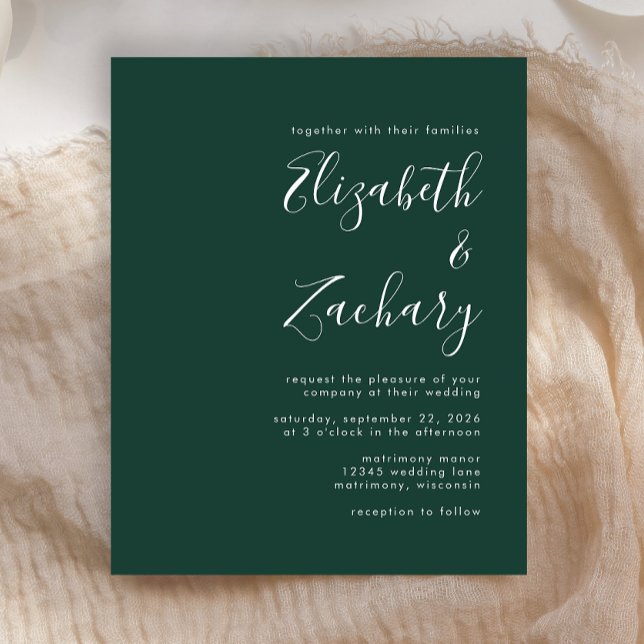 Budget Script Emerald Green Wedding Einladung (Von Creator hochgeladen)