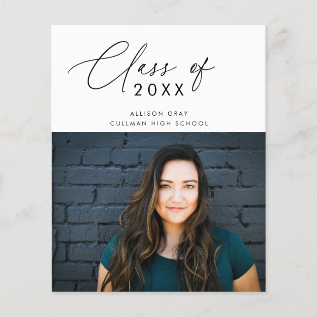 Budget Script Foto Abschluss Card Flyer (Vorne)