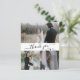 Budget Script Foto Collage Wedding Danke Karte (Stehend Vorderseite)