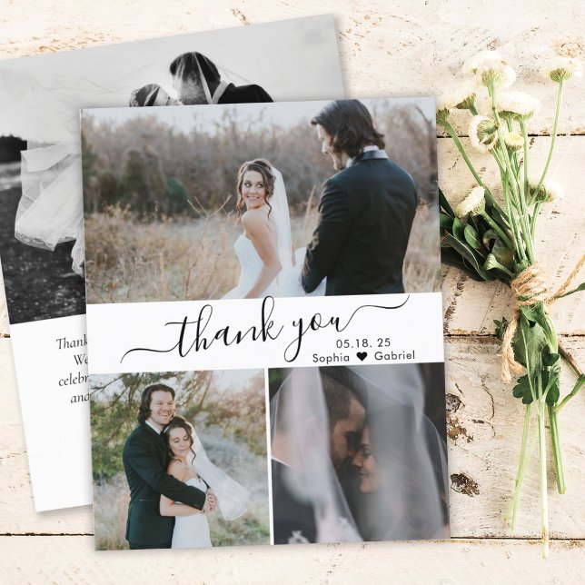 Budget Script Foto Collage Wedding Danke Karte (Von Creator hochgeladen)