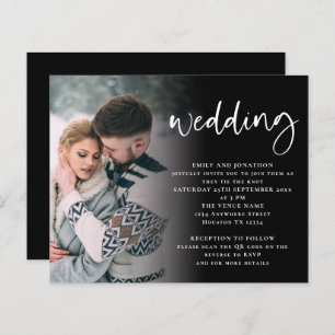 Budget Script Foto QR Code Weiße Schwarze Einladun