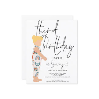 Budget Script Girl Blonde 3. Geburtstag Einladung