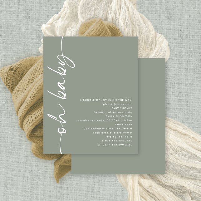 Budget Script Girl oder Boy Sage Oh Baby Dusche (Budget priced smaller 4.5 x 5.6" alternative. There is ONE per sheet)