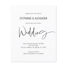 Budget Script QR Code Schwarz-weiß Wedding Einladu