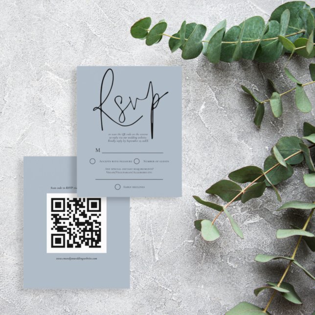 Budget Script QR Code Wedding Dusty Blue UAWG (Von Creator hochgeladen)