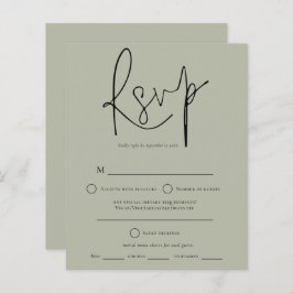 Budget Script Sage Green Wedding RSVP