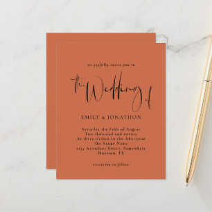 Budget Script Terracotta Wedding Einladung