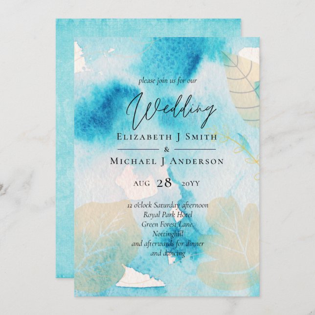 BUDGET Sea Glass Shades Watercolor Wedding (Vorne/Hinten)