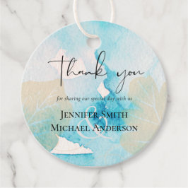 BUDGET Sea Glass Shades Watercolor Wedding Geschenkanhänger