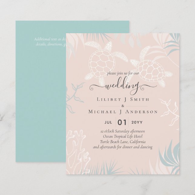 BUDGET Sea Turtles BEACH Wedding Coral Aquamarin (Vorne/Hinten)