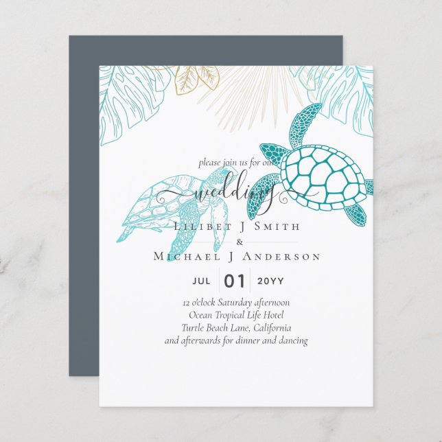 BUDGET Sea Turtles Hochzeit Moderne Kunst (Vorne/Hinten)