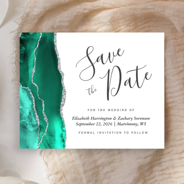 Budget Seafoam Green Silver Agate Save the Date (Von Creator hochgeladen)