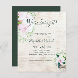 BUDGET Shabby Pink Magnolia Chic Wedite Einladung