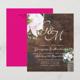 BUDGET Shabby Pink Magnolia Chic Wedite Einladung