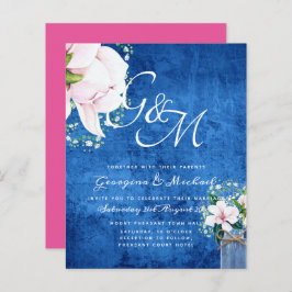 BUDGET Shabby Pink Magnolia Chic Wedite Einladung