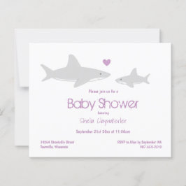 Budget Shark Lila White Baby Dusche Einladung