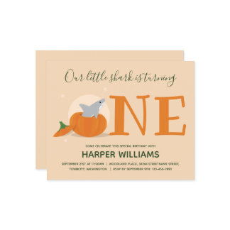 Budget Shark One Pumpkin Erster Geburtstag Einladu