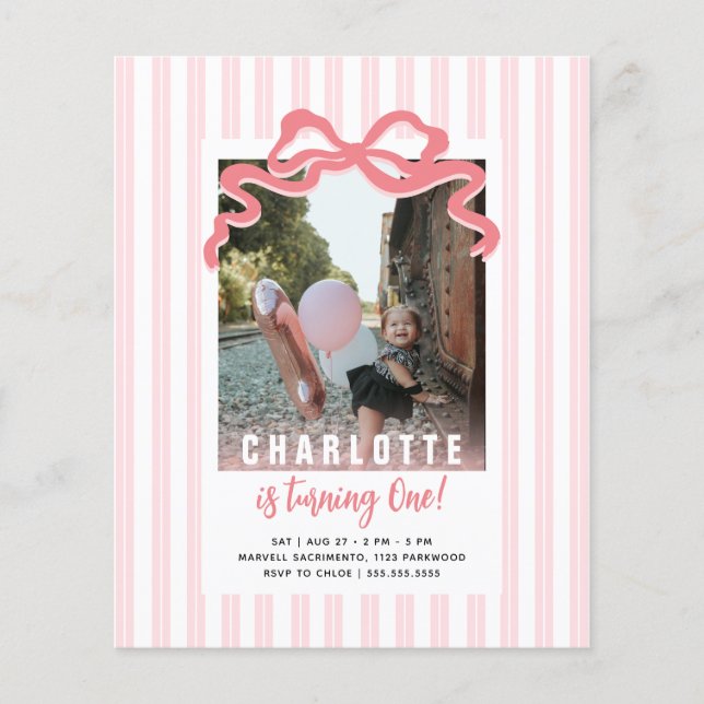 Budget Sie macht einen Streifen Pink Bow Geburtsta (Vorderseite)