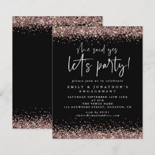 Budget Sie sagte ja Rose Gold Glitzer Verlobung