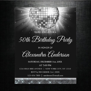 Budget Silver 50. Geburtstag Silver Disco Ball Flyer