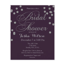 Budget Silver Confetti Bridal Dusche Einladung