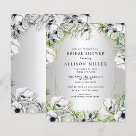 Budget Silver Floral Bridal Dusche Einladung