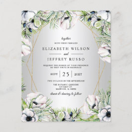 Budget Silver Floral Geometric Wedding Einladung