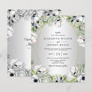 Budget Silver Floral Geometric Wedding Einladung