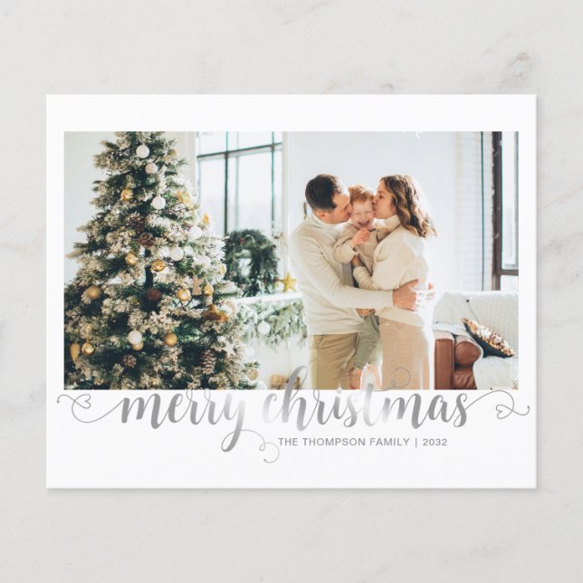 BUDGET Silver Frohe Weihnachts-Herz-Script-Foto (Vorderseite)