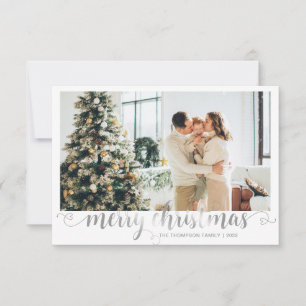 BUDGET Silver Frohe Weihnachts-Herz-Script-Foto Mitteilungskarte