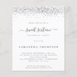 Budget Silver Glitzer 16 . Geburtstag Einladung