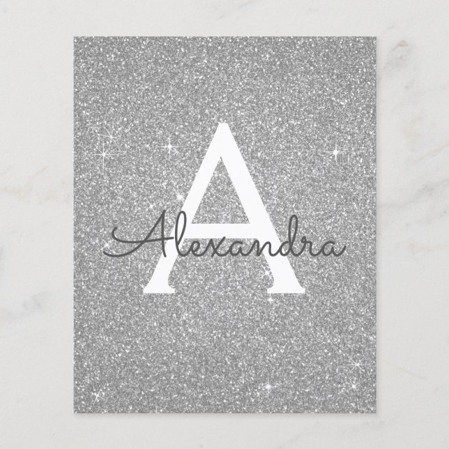Budget Silver Glitzer 16 . Geburtstag Geburtstag Flyer (Vorne)