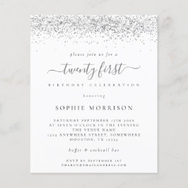 Budget Silver Glitzer 21. Party Einladung