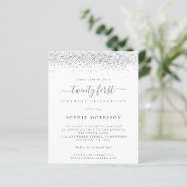Budget Silver Glitzer 21. Party Einladung