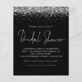 Budget Silver Glitzer Brautparty Black Einladung