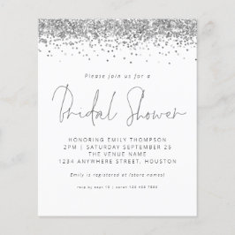 Budget Silver Glitzer Brautparty Weiße Einladung
