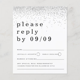 Budget Silver Glitzer Confetti Wedding RSVP