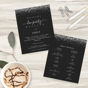 Budget Silver Glitzer Hen Weekend Tour Black