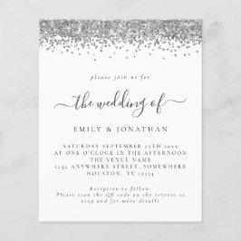 Budget Silver Glitzer QR Code Einladung Hochzeitsf