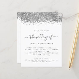 Budget Silver Glitzer QR Code Einladung Hochzeitsf
