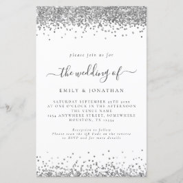 Budget Silver Glitzer QR Code Wedding Einladung