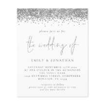Budget Silver Glitzer QR Code Wedding Einladung