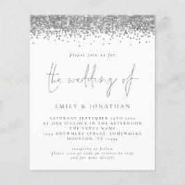 Budget Silver Glitzer QR Code Wedding Einladung