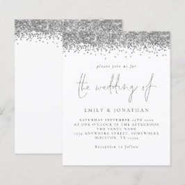Budget Silver Glitzer Script Einladung