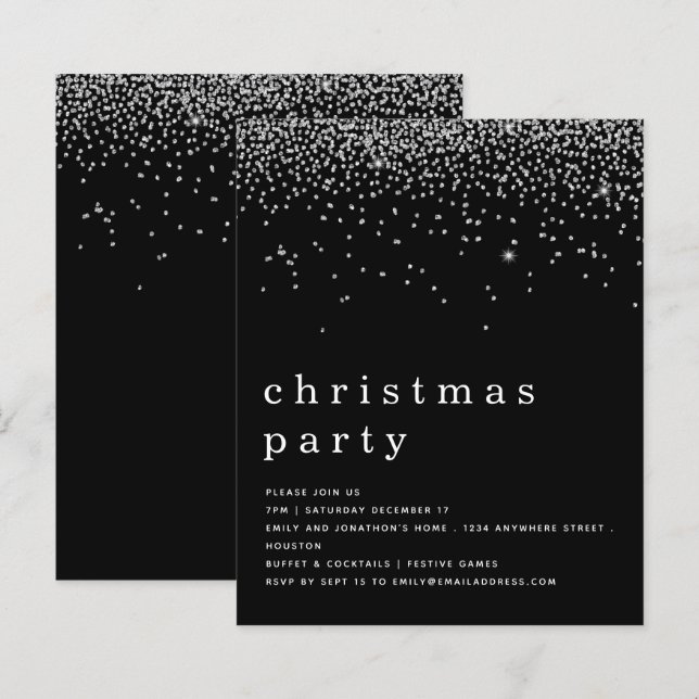 Budget Silver Glitzer Weihnachtsfeiertag Party Sch (Vorne/Hinten)