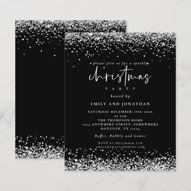 Budget Silver Glitzer Weihnachtsfeiertag Party Sch (Vorne/Hinten)