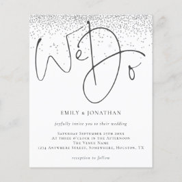 Budget Silver Glitzer wir tun Hochzeit Einladung