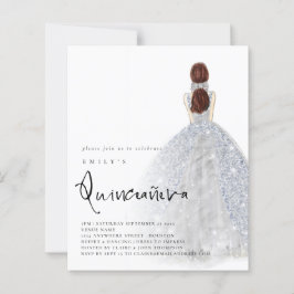 Budget Silver Going Brünett Hair QR Quinceañera