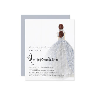 Budget Silver Going Brünett Hair QR Quinceañera