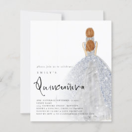 Budget Silver Gown Light Brown Hair QR Quinceañera